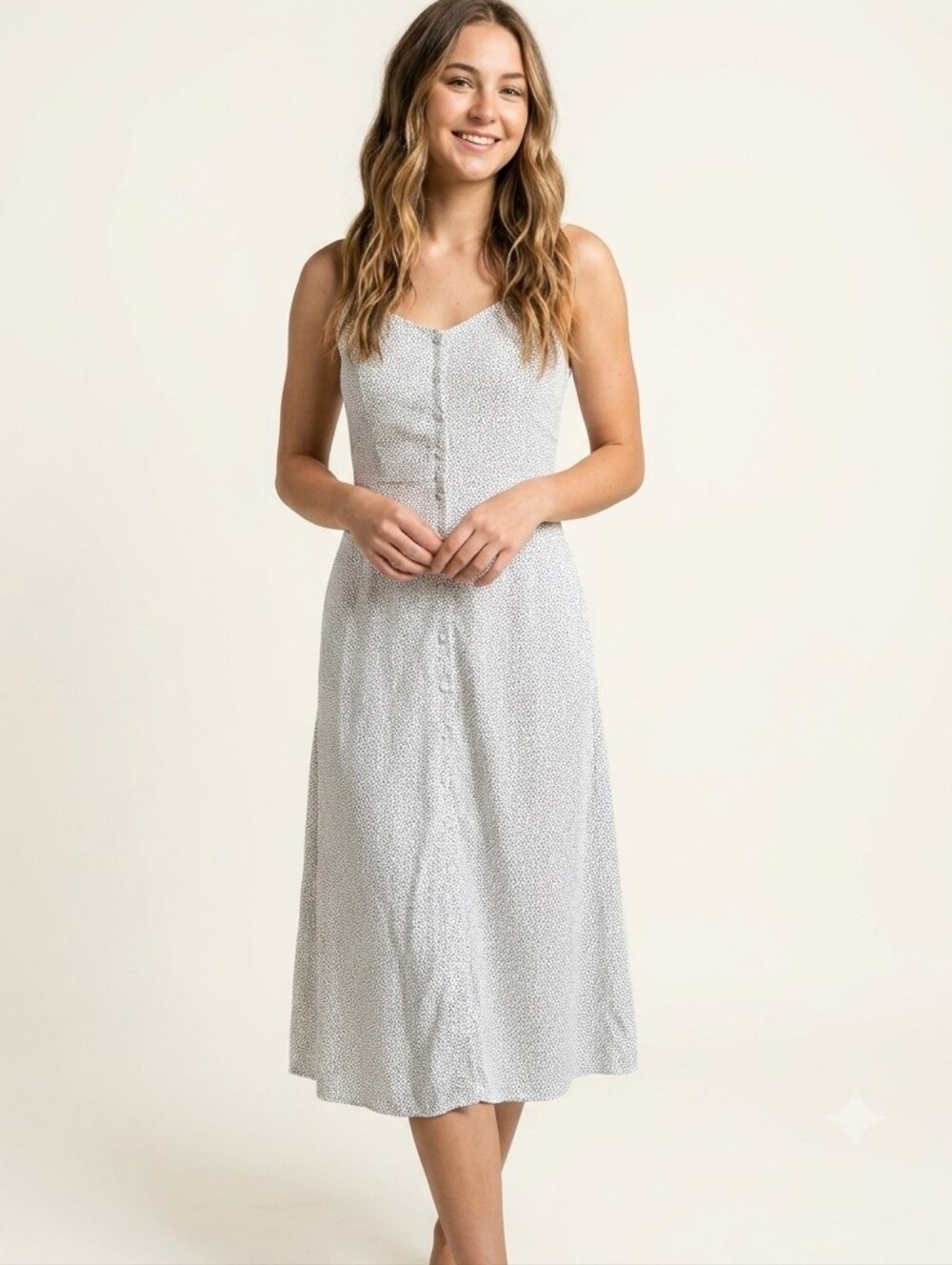 ABERCROMBIE A&F White & Black Mini Dot Midi Dress Size Small